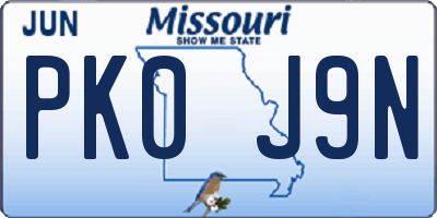 MO license plate PK0J9N