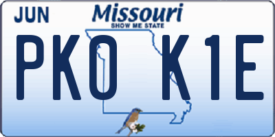 MO license plate PK0K1E