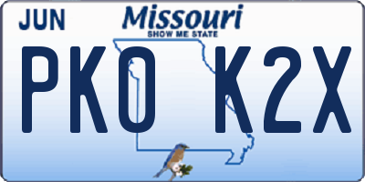 MO license plate PK0K2X