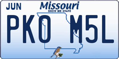 MO license plate PK0M5L