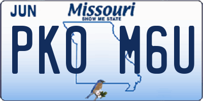 MO license plate PK0M6U