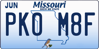 MO license plate PK0M8F