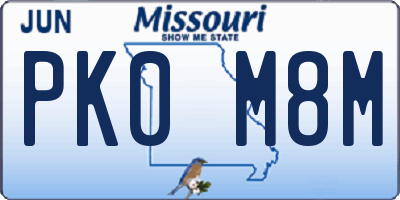 MO license plate PK0M8M