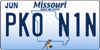 MO license plate PK0N1N
