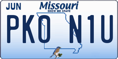 MO license plate PK0N1U