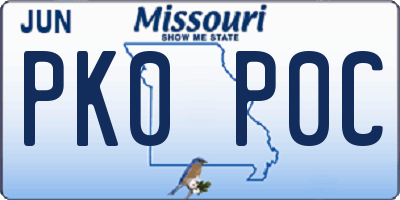 MO license plate PK0P0C