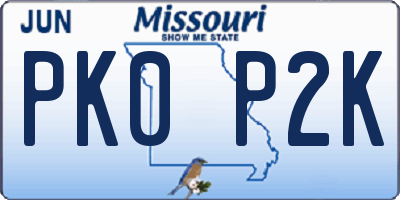 MO license plate PK0P2K