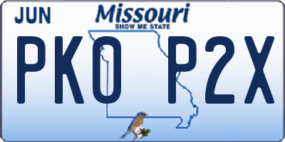 MO license plate PK0P2X