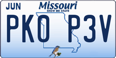 MO license plate PK0P3V