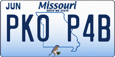 MO license plate PK0P4B