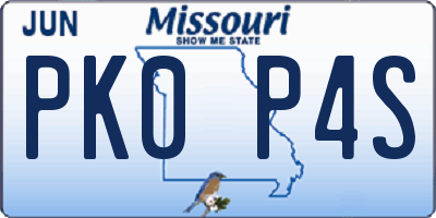 MO license plate PK0P4S