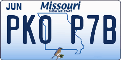MO license plate PK0P7B