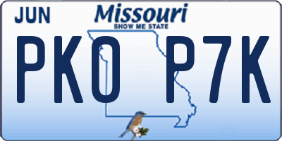 MO license plate PK0P7K