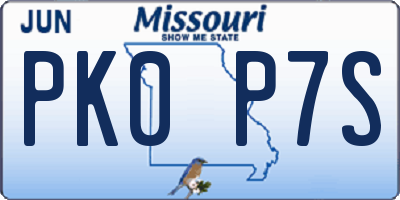 MO license plate PK0P7S