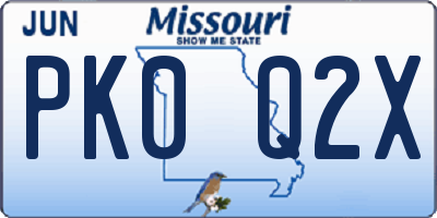 MO license plate PK0Q2X