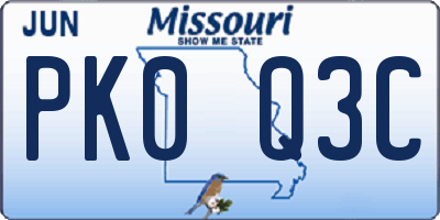 MO license plate PK0Q3C