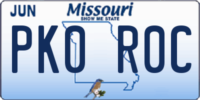 MO license plate PK0R0C