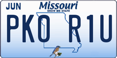 MO license plate PK0R1U