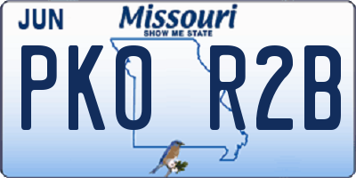 MO license plate PK0R2B