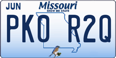 MO license plate PK0R2Q