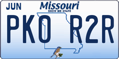 MO license plate PK0R2R