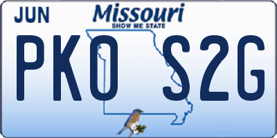 MO license plate PK0S2G