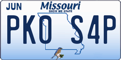 MO license plate PK0S4P