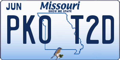 MO license plate PK0T2D