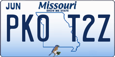 MO license plate PK0T2Z