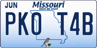 MO license plate PK0T4B