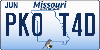 MO license plate PK0T4D