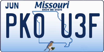 MO license plate PK0U3F
