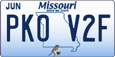 MO license plate PK0V2F
