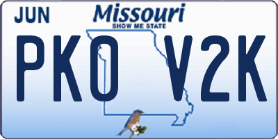MO license plate PK0V2K