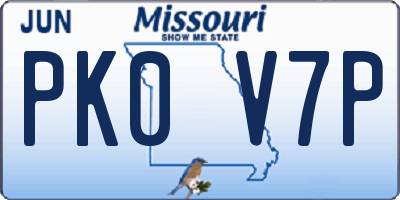 MO license plate PK0V7P