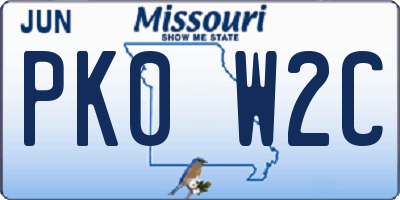 MO license plate PK0W2C