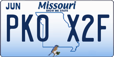 MO license plate PK0X2F