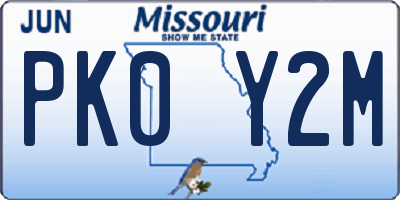 MO license plate PK0Y2M