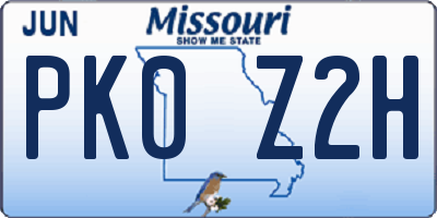 MO license plate PK0Z2H