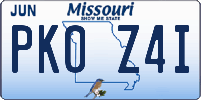 MO license plate PK0Z4I