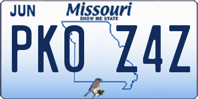 MO license plate PK0Z4Z