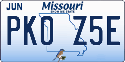 MO license plate PK0Z5E