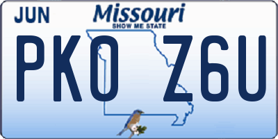 MO license plate PK0Z6U