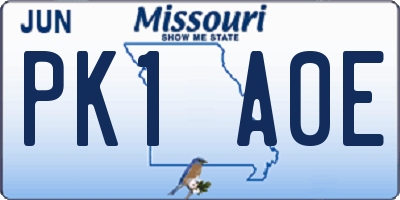 MO license plate PK1A0E