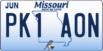 MO license plate PK1A0N