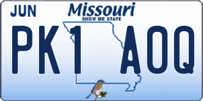 MO license plate PK1A0Q