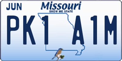 MO license plate PK1A1M