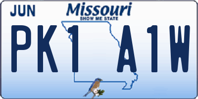 MO license plate PK1A1W