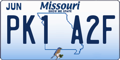MO license plate PK1A2F