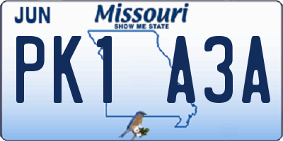MO license plate PK1A3A